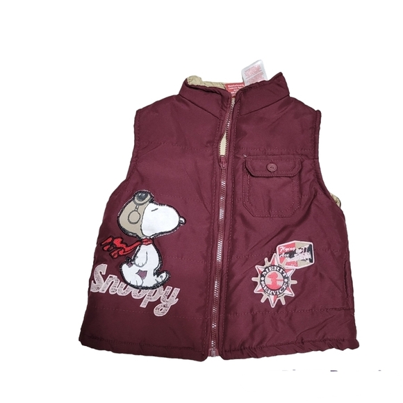 Snoopy Other - Peanuts Snoopy vest puffer Boys Size 24 months cranberry